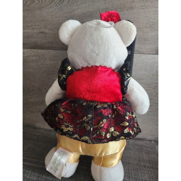 2015 WalMART CHRISTMAS Snowflake TEDDY BEAR White Girl 13" Red/black Dress - Picture 6 of 9